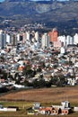 CITY OF TANDIL IN A VALLEY WITH LOW MOUNTAINS WITH BUILDINGS IN PROVINCE OF BUENOS AIRES ARGENTINA-OCT 2018 Royalty Free Stock Photo