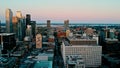 Areal drone image of montreal canada at sunset