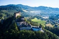 Orava Castle in the morning of summer day, areal picture, Oravsky Podzamok, Orava, Slovakia