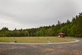 Areal of skeet shooting range during cloudy day