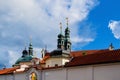 Areal with tower of chapel and church in baroque monastery Klokoty