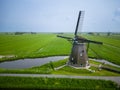 Areal view of Achtkante Molen, is a historic wind mill located near Streefkerk in the Netherlands Royalty Free Stock Photo