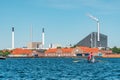 Areal view of Amager Bakke, Slope or Copenhill, incineration plant, heat and power waste-to-energy plant Royalty Free Stock Photo