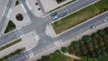 Areal view of a bustling intersection in the heart of a bustling city