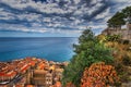 Areal view of Cefalu, Italy. Beautiful photo of sicilian coastline. Royalty Free Stock Photo