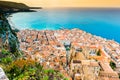 Areal view of Cefalu, Italy. Royalty Free Stock Photo