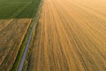 Areal view of crop fields in summer day Royalty Free Stock Photo