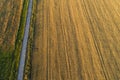 Areal view of crop fields in sunny summer day. Royalty Free Stock Photo