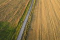 Areal view of crop fields in sunny summer day. Royalty Free Stock Photo