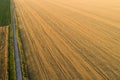 Areal view of crop fields in sunny summer day Royalty Free Stock Photo