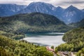 Areal View of Gorgeous Alpsee Lake in Hohenschwangau near Neuschwanstein Castle, Bavaria, Germany Royalty Free Stock Photo