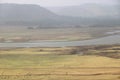 Areal view of river and hill from top of the hill Royalty Free Stock Photo