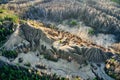 Areal view sandy hills lakes rivers terrain Royalty Free Stock Photo