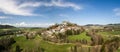 Areial image of Castle of Rue built in 12th century and the town on a rock prominence