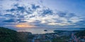 areial panorama photography sunset above Kata village