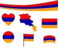 Armenia Flag Map Ribbon And Heart Icons Vector