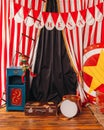 Arena circus clown drum suitcase