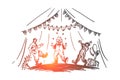 Arena, circus, clown, show concept. Hand drawn isolated vector. Royalty Free Stock Photo