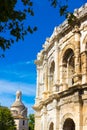 The Arena of Nimes circa 100 A.D. is a Roman amphitheatre in France Royalty Free Stock Photo