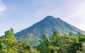 Arenal Volcano, which has an almost perfect cone shape, is one of the biggest tourist attraction in Alajuela, Costa Rica Royalty Free Stock Photo