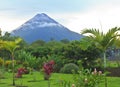 Arenal Volcano in wispy clouds Royalty Free Stock Photo