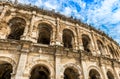 The arena of Nimes is a Roman amphitheater built towards the end of the 1st century in the French city of NÃÂ®mes, Gard in Occitani Royalty Free Stock Photo