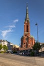 Arendal, Norway - June 5, 2018: The Trinity Church in the city of Arendal is a parish church in the Arendal municipality