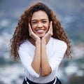 Arent the outdoors just the best. Cropped portrait of an attractive young woman out for an early morning hike in the Royalty Free Stock Photo