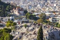 Areopagus hill and aerial view of Athens from Acropolis Royalty Free Stock Photo