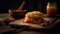 Arepa with Hogao and Cheese. Artisanal arepa columbian food Royalty Free Stock Photo