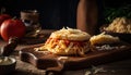 Arepa with Hogao and Cheese. Artisanal arepa columbian food Royalty Free Stock Photo