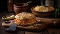 Arepa with Hogao and Cheese. Artisanal arepa columbian food