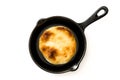 Arepas in frying pan isolated . Venezuelan typical food. Top view. Royalty Free Stock Photo