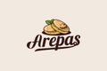 arepas logo with a combination of arapas, leaves and beautiful lettering for Venezuelan or Colombian food businesses Royalty Free Stock Photo