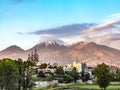 Arequipa, Peru with its iconic volcano Chachani in the backgroun