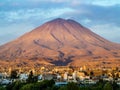 Arequipa, Peru with its iconic volcano Chachani in the background