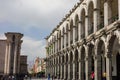 Arequipa/Peru - Sep.28.19: Archs of main plaza, made of white local stone. Royalty Free Stock Photo