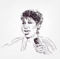 Aretha Franklin vector sketch portrait isolated