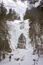 Arethusa Falls Waterfall in the White Mountains of New Hampshire in Winter Royalty Free Stock Photo