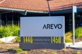 Arevo sign at headquarters of company that develops technology to enable direct digital additive manufacturing. - San Jose,