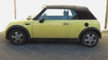 Yellow Mini Cooper cabrio Royalty Free Stock Photo