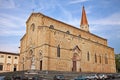 Arezzo, Tuscany, Italy: the ancient Catholic Cathedral in the highest part of the Tuscan city of art Royalty Free Stock Photo