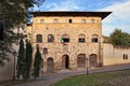 Arezzo, Tuscany, Italy: the medieval Palazzo Pretorio with the ancient coats of arms on the facade. Today it houses the city