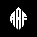 ARF circle letter logo design with circle and ellipse shape. ARF ellipse letters with typographic style. The three initials form a