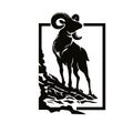 Argali mountain sheep silhouette Royalty Free Stock Photo