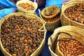 Argan nuts and oil fabrication in coop Royalty Free Stock Photo
