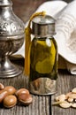 Argan oil with fruits Royalty Free Stock Photo