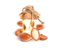 Argan seed oil. Isolated on white background Royalty Free Stock Photo