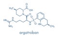 Argatroban anticoagulant drug molecule direct thrombin inhibitor. Skeletal formula. Royalty Free Stock Photo