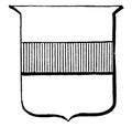 Argent, a Fess Gules describes the red gules stripe, vintage engraving